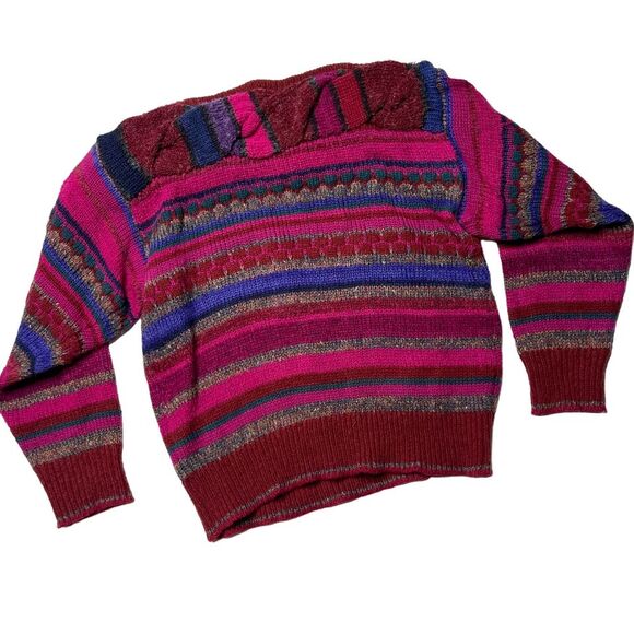 Vintage 80s Mariea Kim Twisted Boat Neck Long Sleeve Knit Sweater Size Small - Picture 4 of 11